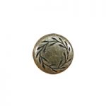 Brass circular knob with leaf pattern.