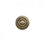 Circular brass knob.