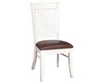 Concord Side Chair, London Fog Leather Seat w/ White Paint.
