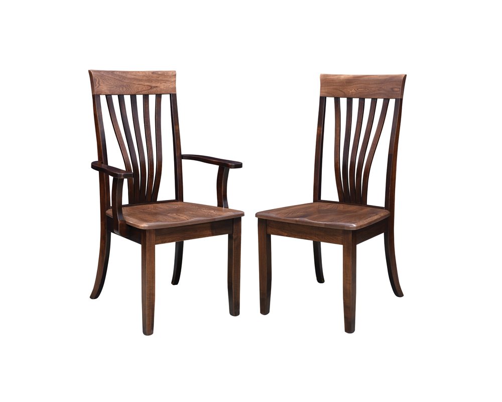 Nashville dining chairs pictured with and without arms.