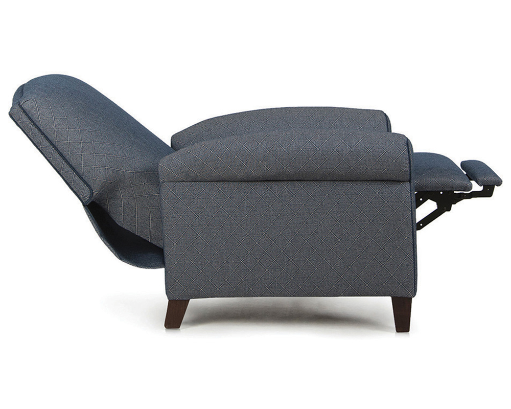 Smith Brother's 713 Style Fabric Recliner Chair, in reclining position.