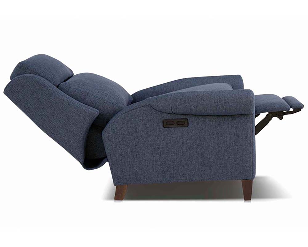 Smith Brother's 729 Style Fabric Recliner Chair, in reclining position.