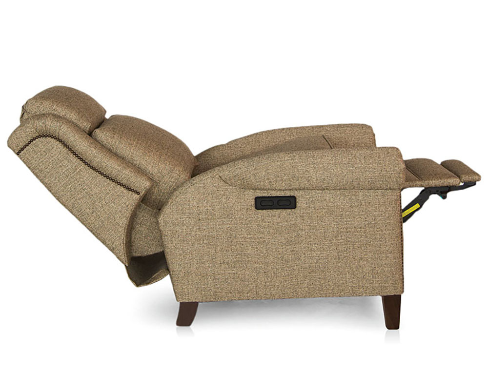 Smith Brother's 730 Style Fabric Recliner Chair, in reclining position.