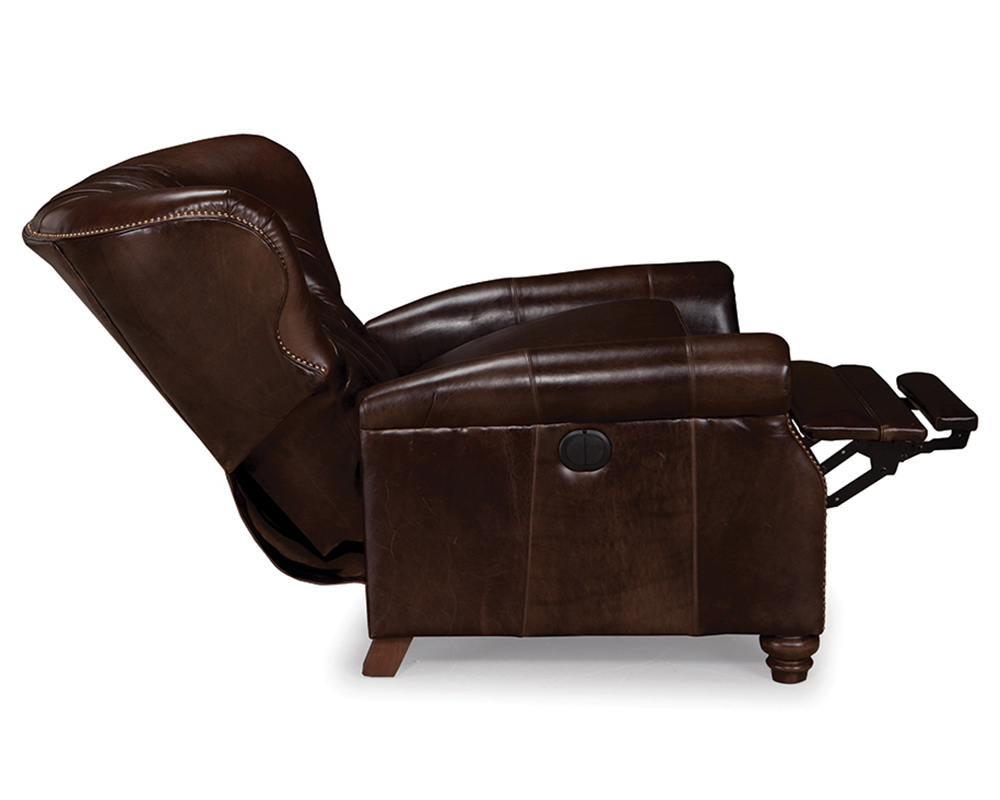 Smith Brother's 522 Style Leather Recliner Chair, in reclining position.