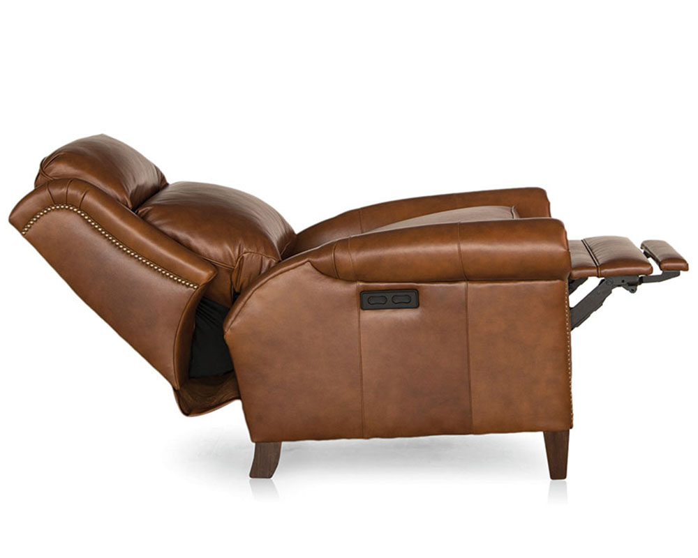 Smith Brother's 730 Style Leather Recliner Chair w/ headrest, in reclining position.