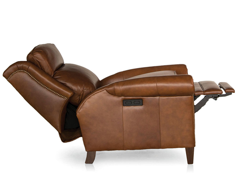 Smith Brother's 730 Style Leather Recliner Chair w/ headrest in raised position.