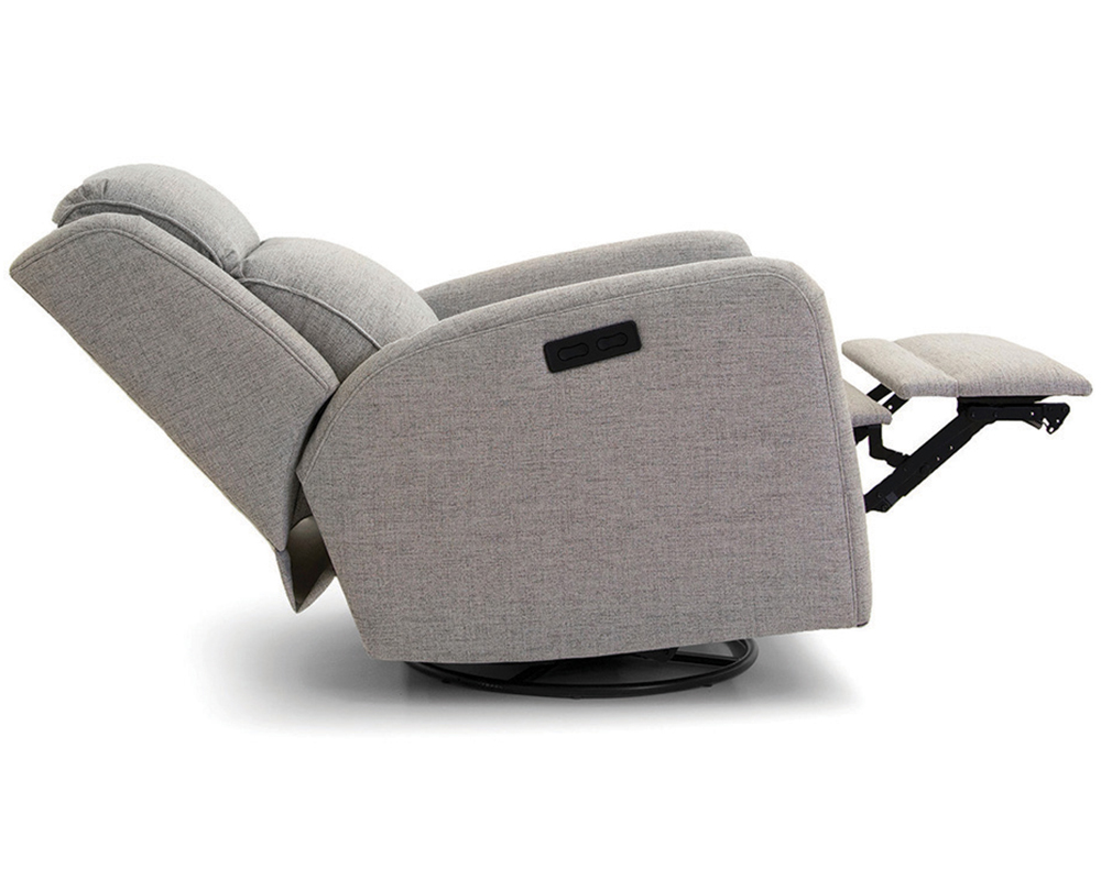 Smith Brother's 734 Style Fabric Recliner Chair, in reclining position.