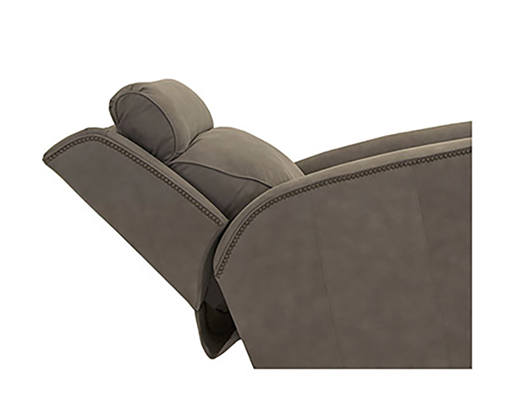 Smith Brother's 736 Style Leather Recliner with headrest adjusted.