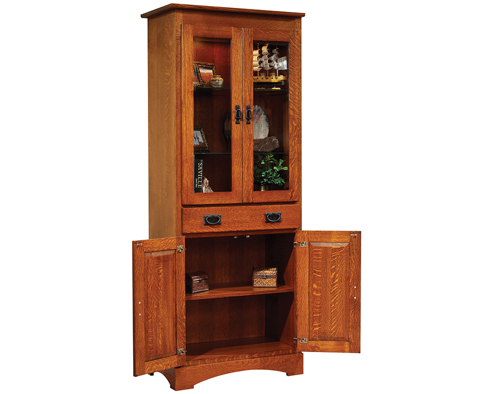English Mission 30" Bookcase w/Doors Open.