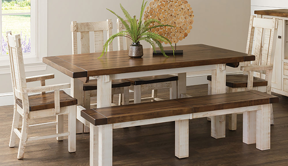 Houston Trestle Dining Set with Amish-Made Benches.