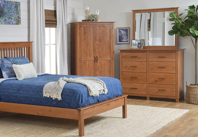 MIllcraft Williamsport Bedroom Scene, emphasis on dresser and wardrobe.