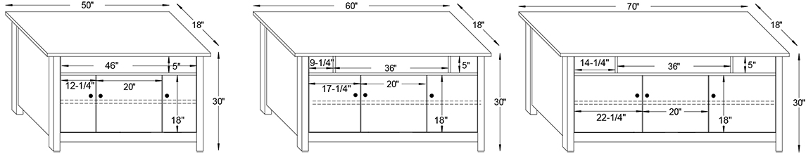 Y & T Apache Console TV Stand Dimensions.