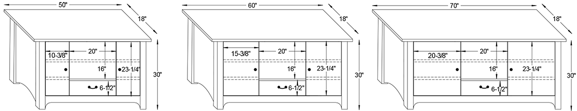 Y & T Arlington 1 Drawer TV Stand Dimensions.