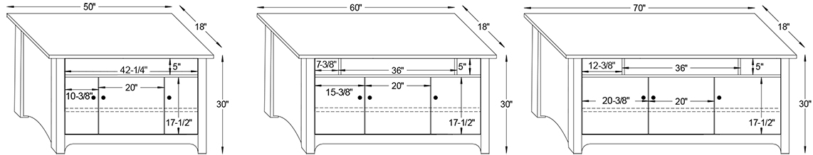 Y & T Arlington Console TV Stand Dimensions.