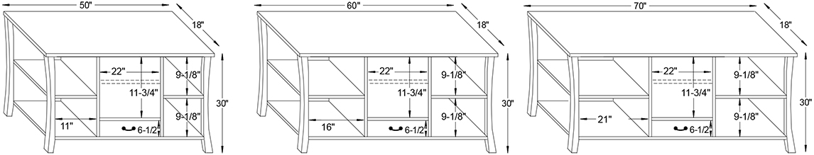Y & T Austin 1 Drawer TV Stand Dimensions.