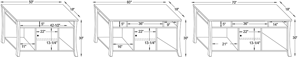 Y & T Austin Console TV Stand Dimensions.