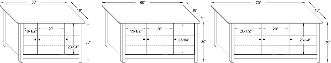 Y & T Berlin 3 Door TV Stand Dimensions.