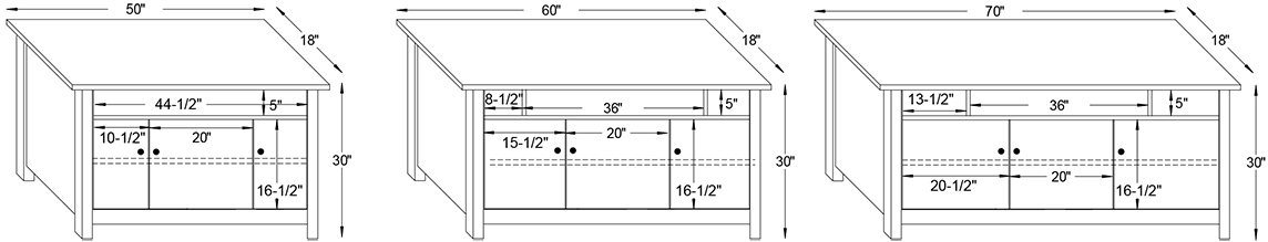 Y & T Berlin Console TV Stand Dimensions.