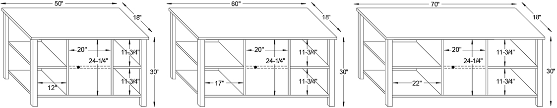 Y & T Buckhannon 1 Door TV Stand Dimensions.