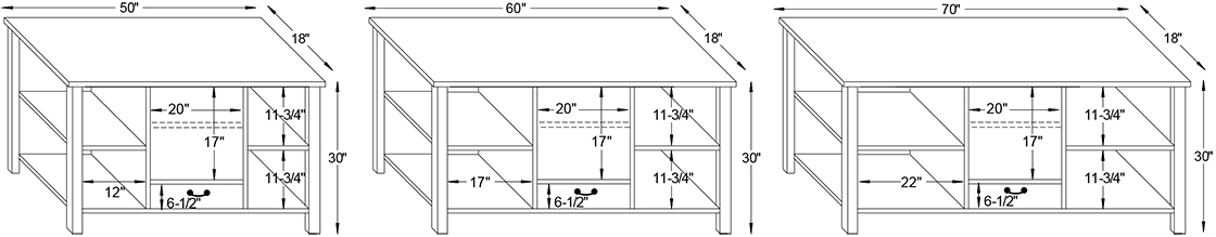 Y & T Buckhannon 1 Drawer TV Stand Dimensions.