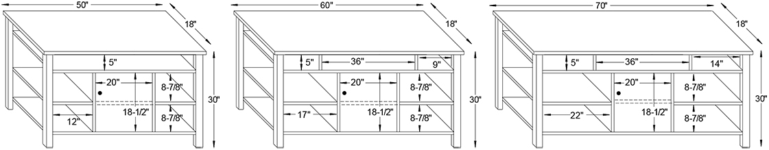 Y & T Buckhannon Console TV Stand Dimensions.