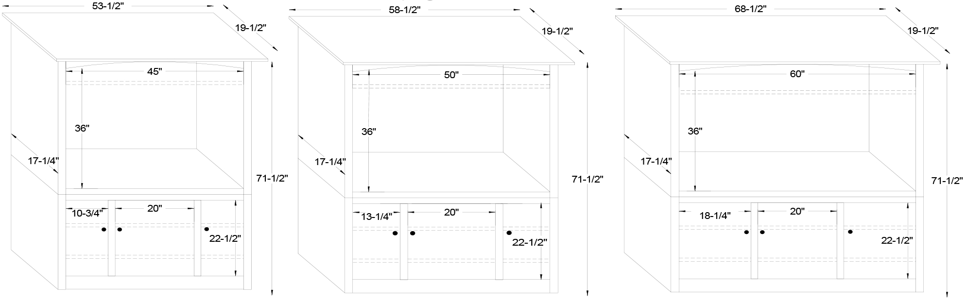 Y & T Burlington Entertainment Center w: 3 Door Stand Dimensions