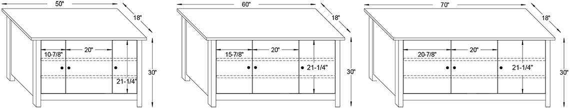 Y & T Cranberry 3 Door TV Stand Dimensions.