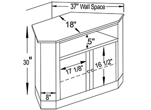 Y & T Dimensions for small corner TV Consoles.