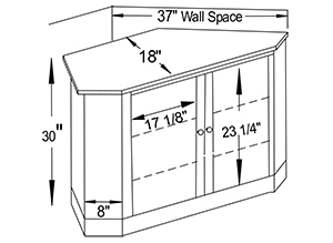 Y & T Dimensions for small corner TV Stands.
