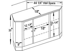 Y & T Dimensions for large corner TV Stands.
