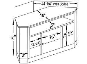 Y & T Dimensions for large corner TV Consoles.