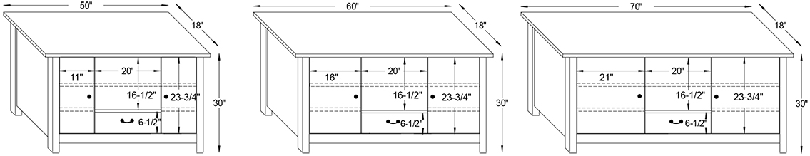 Y & T Franchi 1 Drawer TV Stand Dimensions.