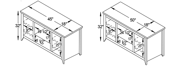 Y & T Frontier 1 Drawer TV Stand Dimensions.