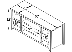 Y & T Frontier 4 Door Tv Stand Dimensions, 60 Long.