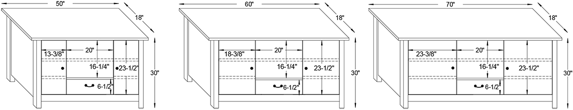 Y & T La-Salle 1 Drawer TV Stand Dimensions.