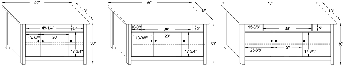 Y & T La-Salle Console TV Stand Dimensions.