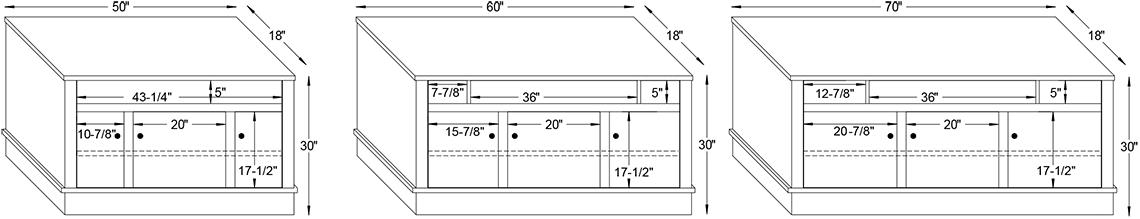 Y & T Liberty Console TV Stand Dimensions.