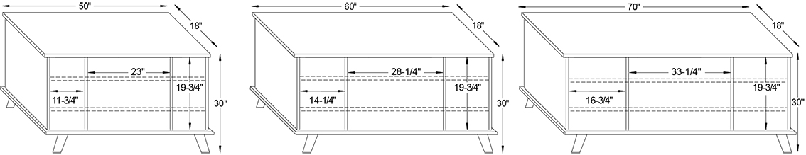 Y & T Madison 2 Door TV Stand Dimensions.