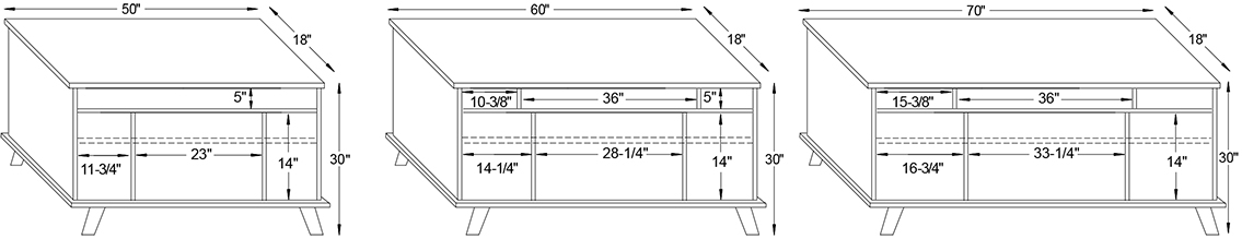 Y & T Madison Console TV Stand Dimensions.