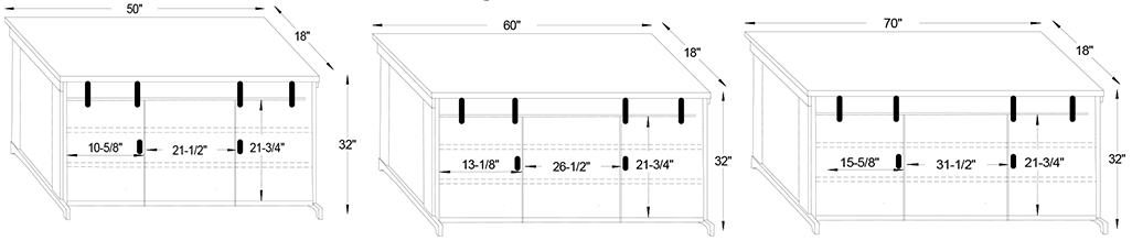 Y & T Ole Barn Trestle TV Stands Dimensions.