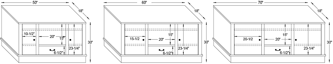 Y & T Riverview 1 Drawer TV Stand Dimensions.