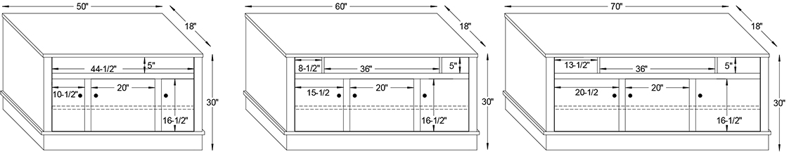 Y & T Riverview Console TV Stand Dimensions.