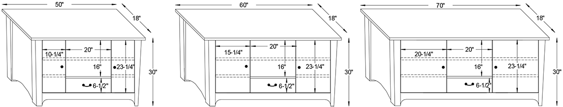 Y & T Woodland 1 Drawer TV Stand Dimensions.