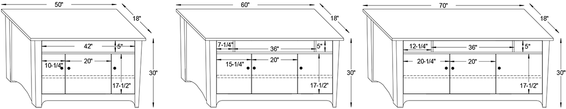 Y & T Woodland Console TV Stand Dimensions.