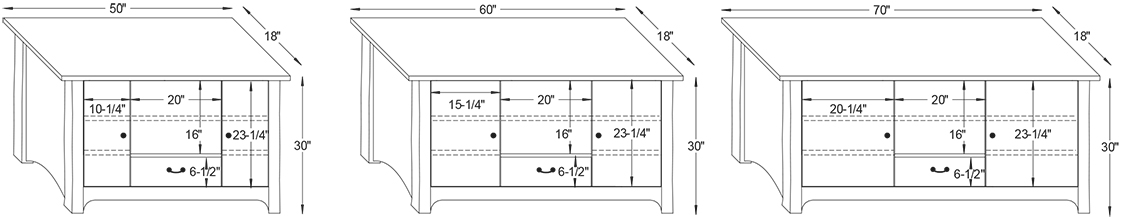 Barn Loft 1 Drawer TV Stand Dimensions.