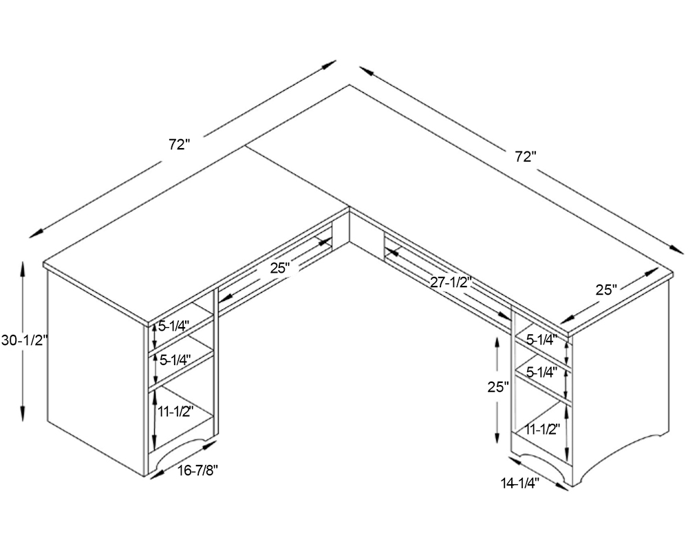 Rivertowne L-Desk Dimensions.