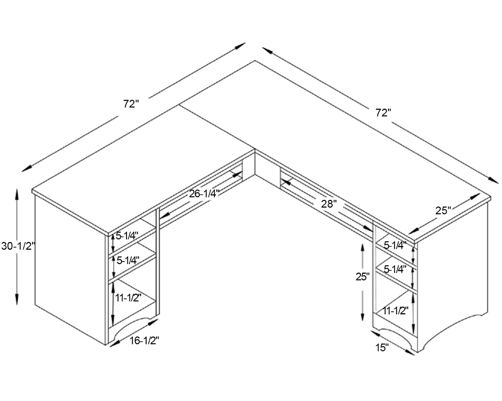 La-Salle L-Desk Dimensions. 