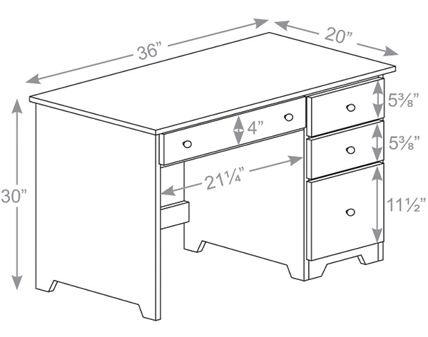 4 Drawer Laptop Desk Dimensions.