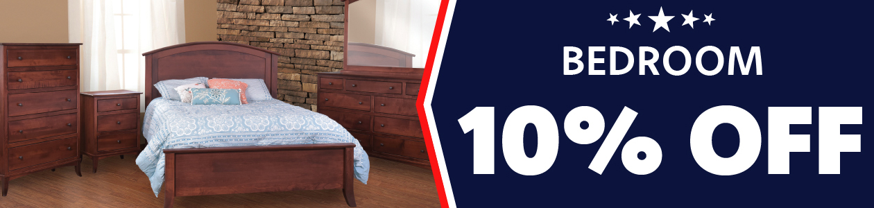 Memorial Day sale 10% off bedroom furniture.