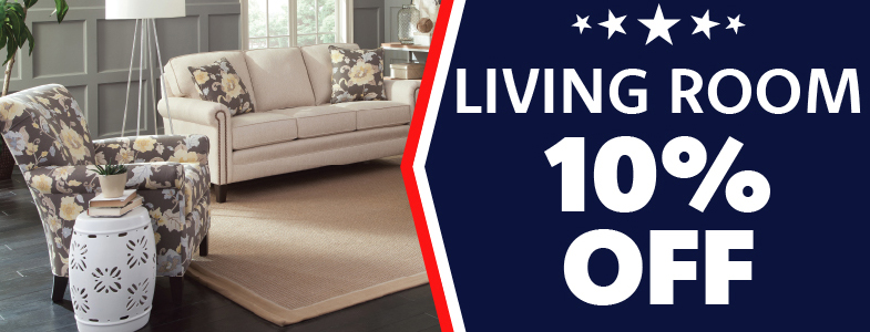 Memorial Day sale 10% off living room furniture.